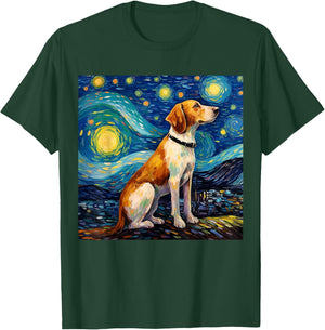 Surreal Starry Night American Foxhound Dog T-Shirt - T-Shirt | Forest