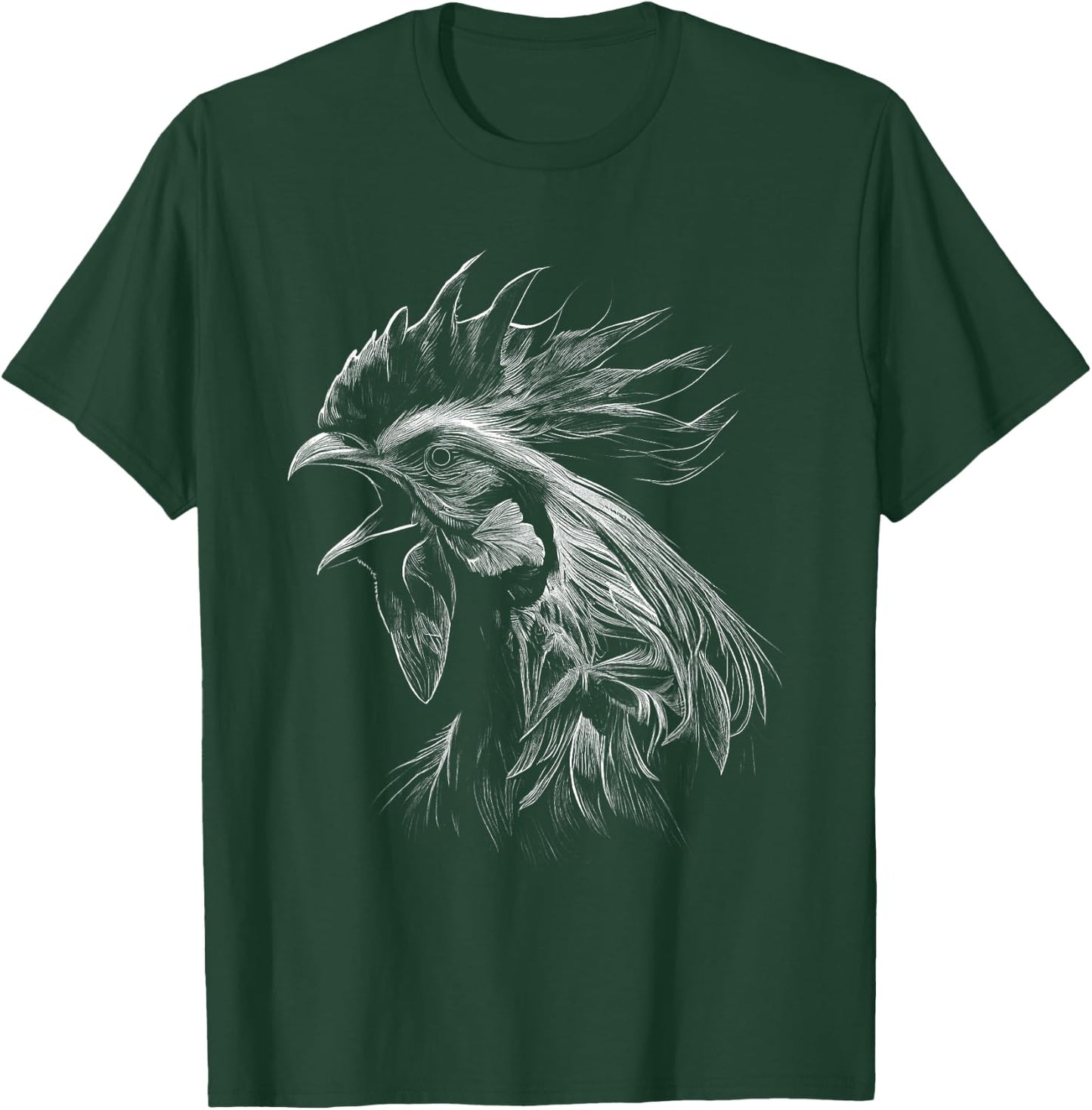 Crowing Rooster Drawing Love T-Shirt - T-Shirt | Forest