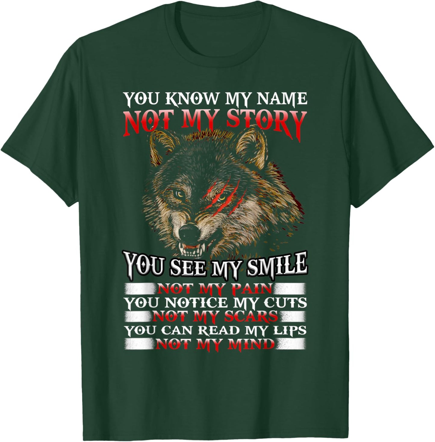 Wolf You Know My Name Not My Story You See My Smile T-Shirt - T-Shirt | Forest