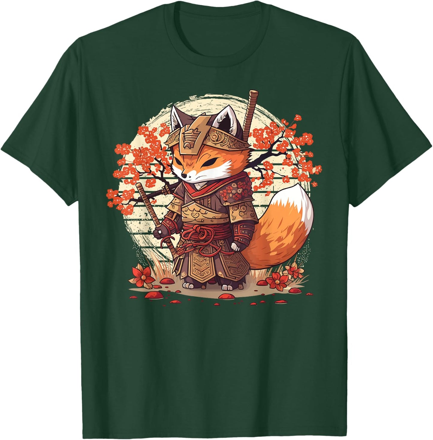 Samurai Fox Warrior Japanese Ninja Fox Kawaii T-Shirt - T-Shirt | Forest