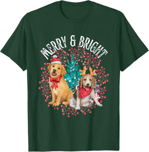 Christmas Beagle and Golden Retriever T-Shirt - T-Shirt | Forest