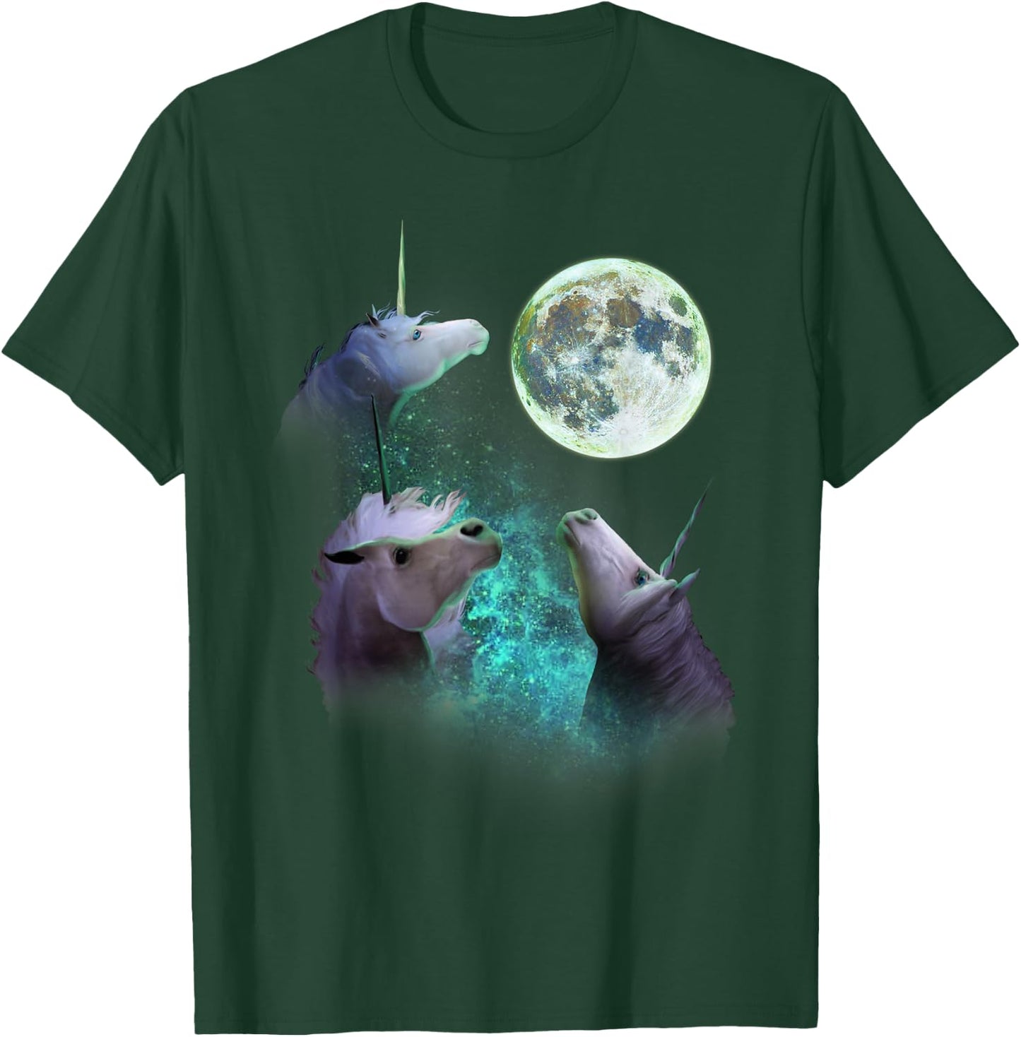 Three Unicorns Howl At Moon 3 Wolfs Wolves Funny Parody T-Shirt - T-Shirt | Forest