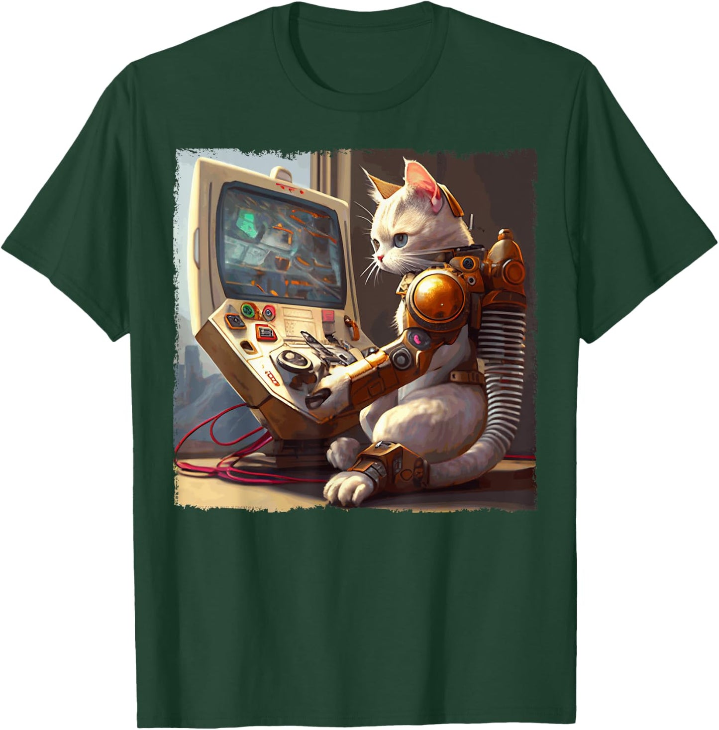 Funny Cat Robot Video Games Women Kids T-Shirt - T-Shirt | Forest