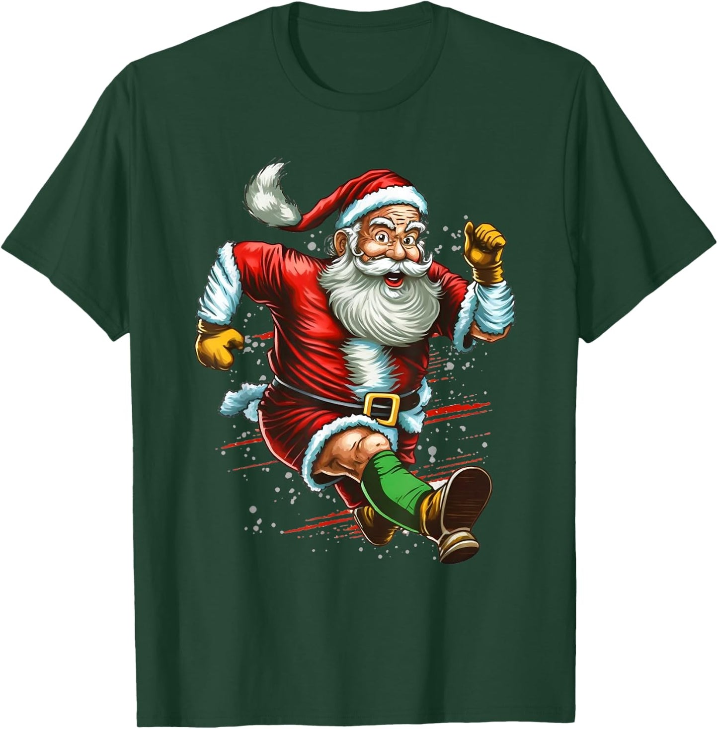 Funny Sport Santa Claus Running Run Christmas T-Shirt - T-Shirt | Forest