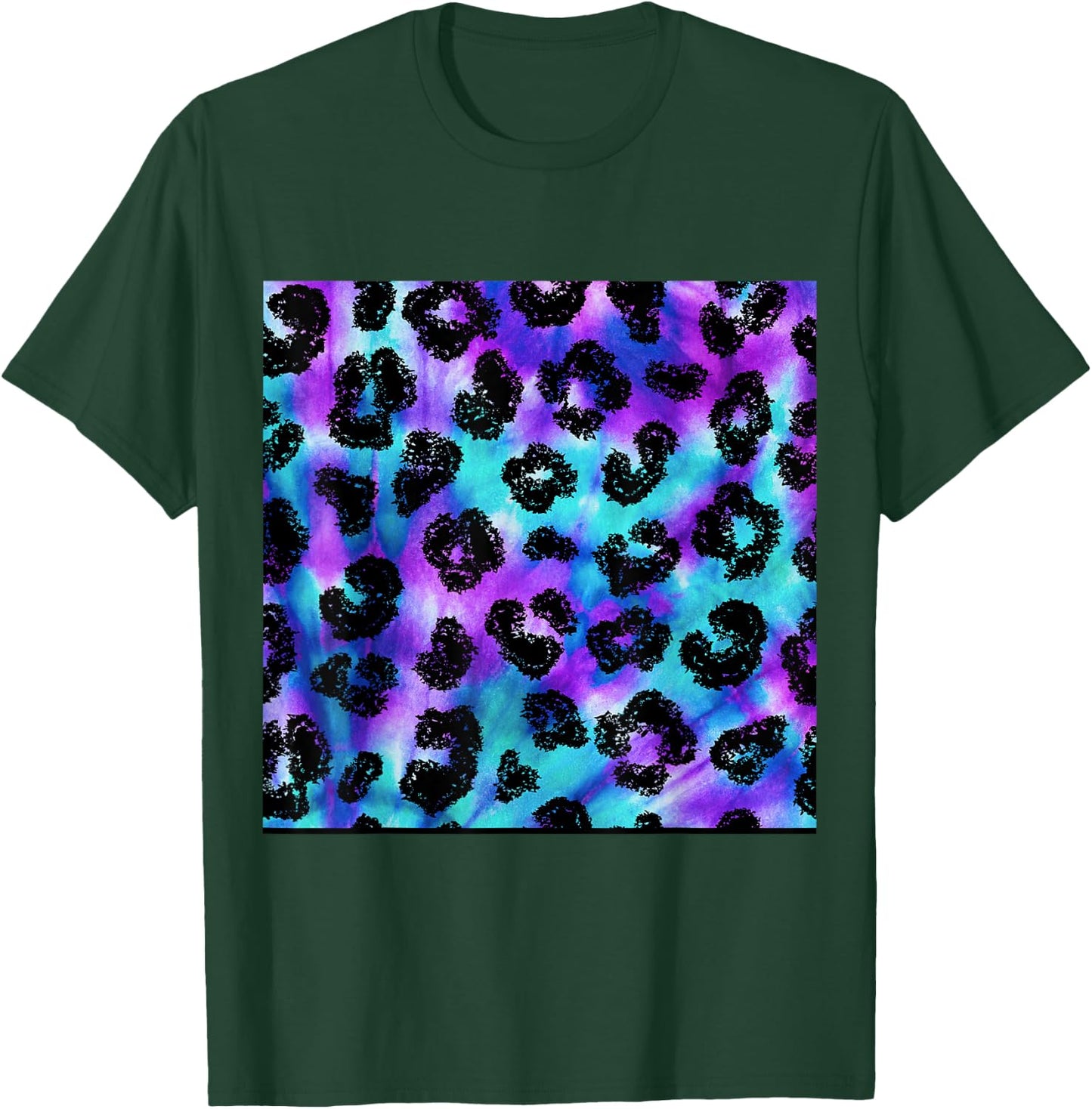 Purple Turquoise Black Leopard Tie Dye Print Cheetah Pattern T-Shirt - T-Shirt | Forest