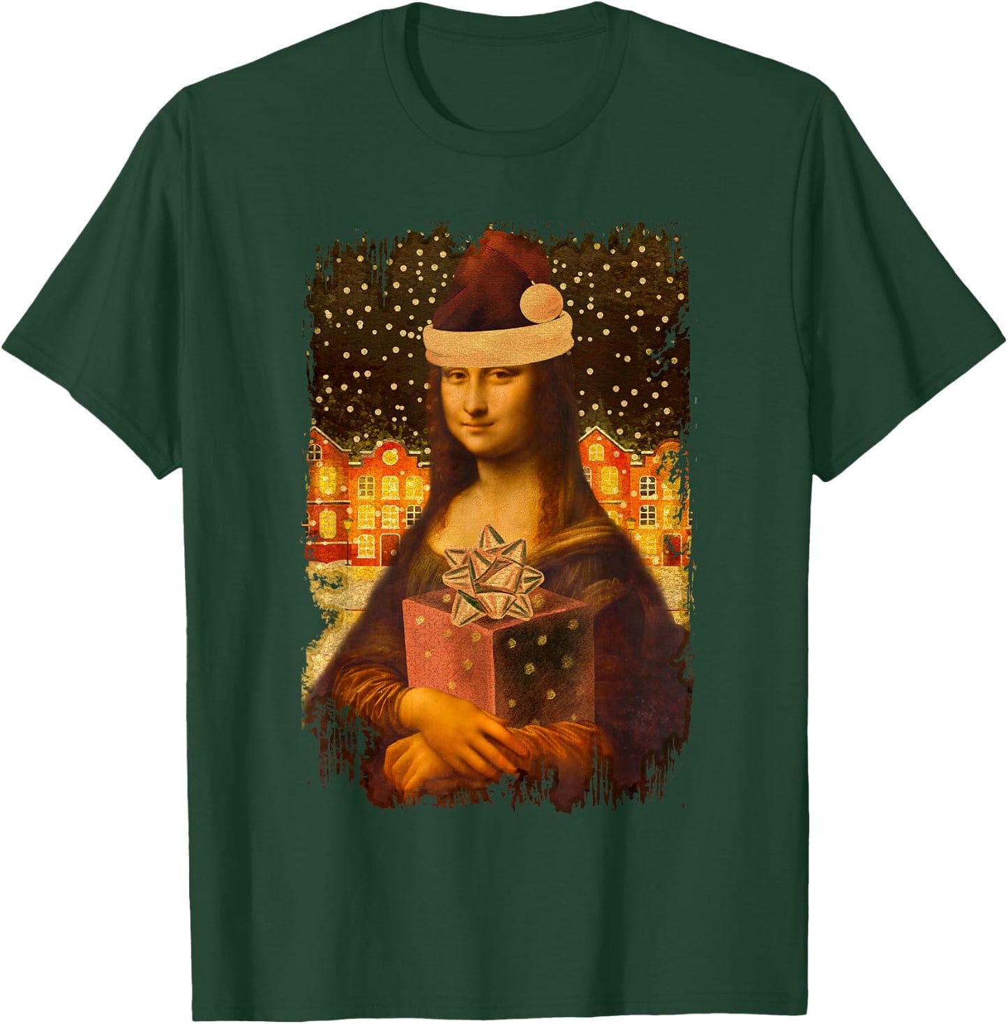 Mona Lisa with Santa Hat for Art Teacher Mona Lisa Christmas Men Women Kids T-Shirt - T-Shirt | Forest