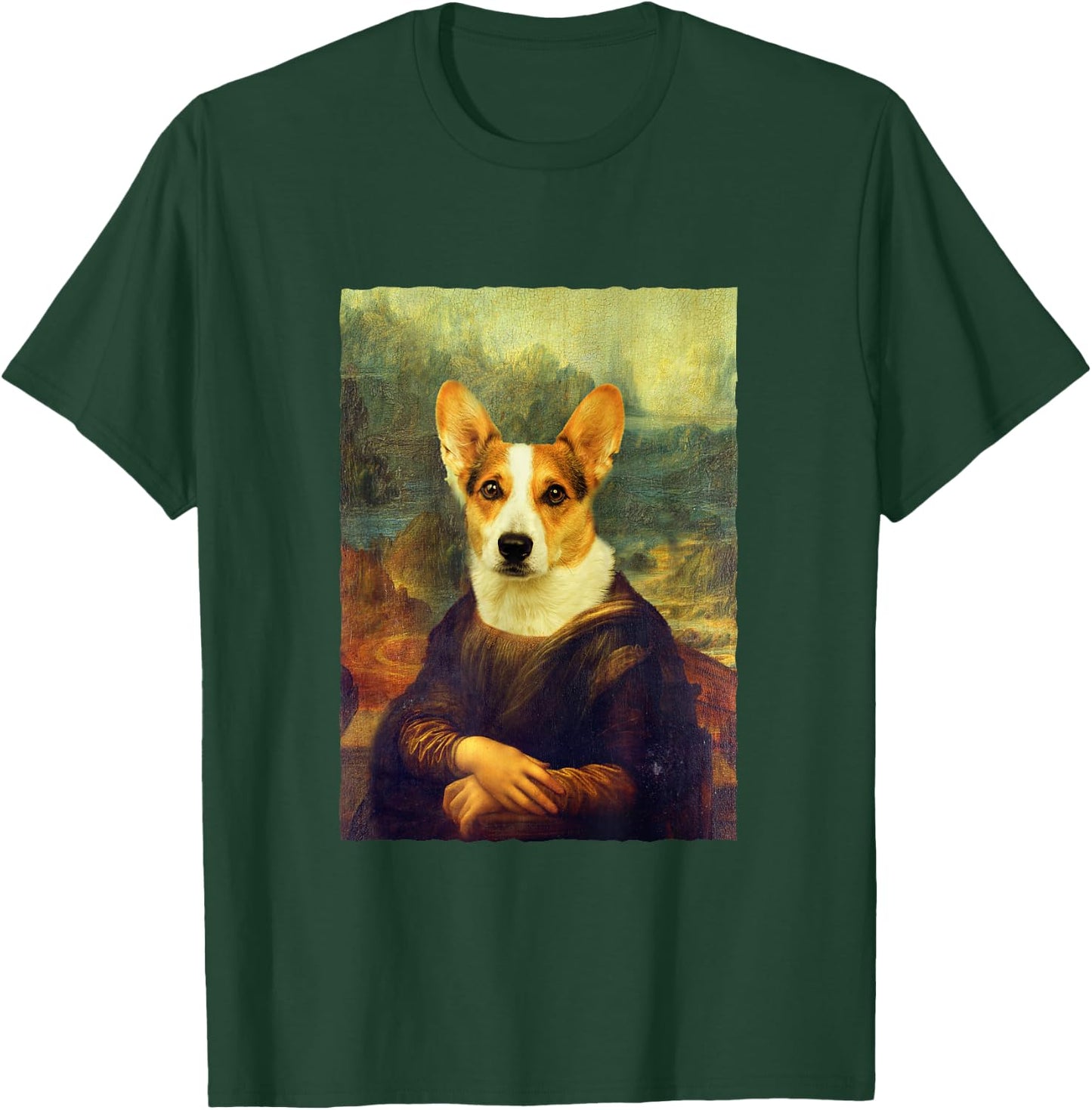 Funny Corgi Dog, Mona Lisa T-Shirt - T-Shirt | Forest