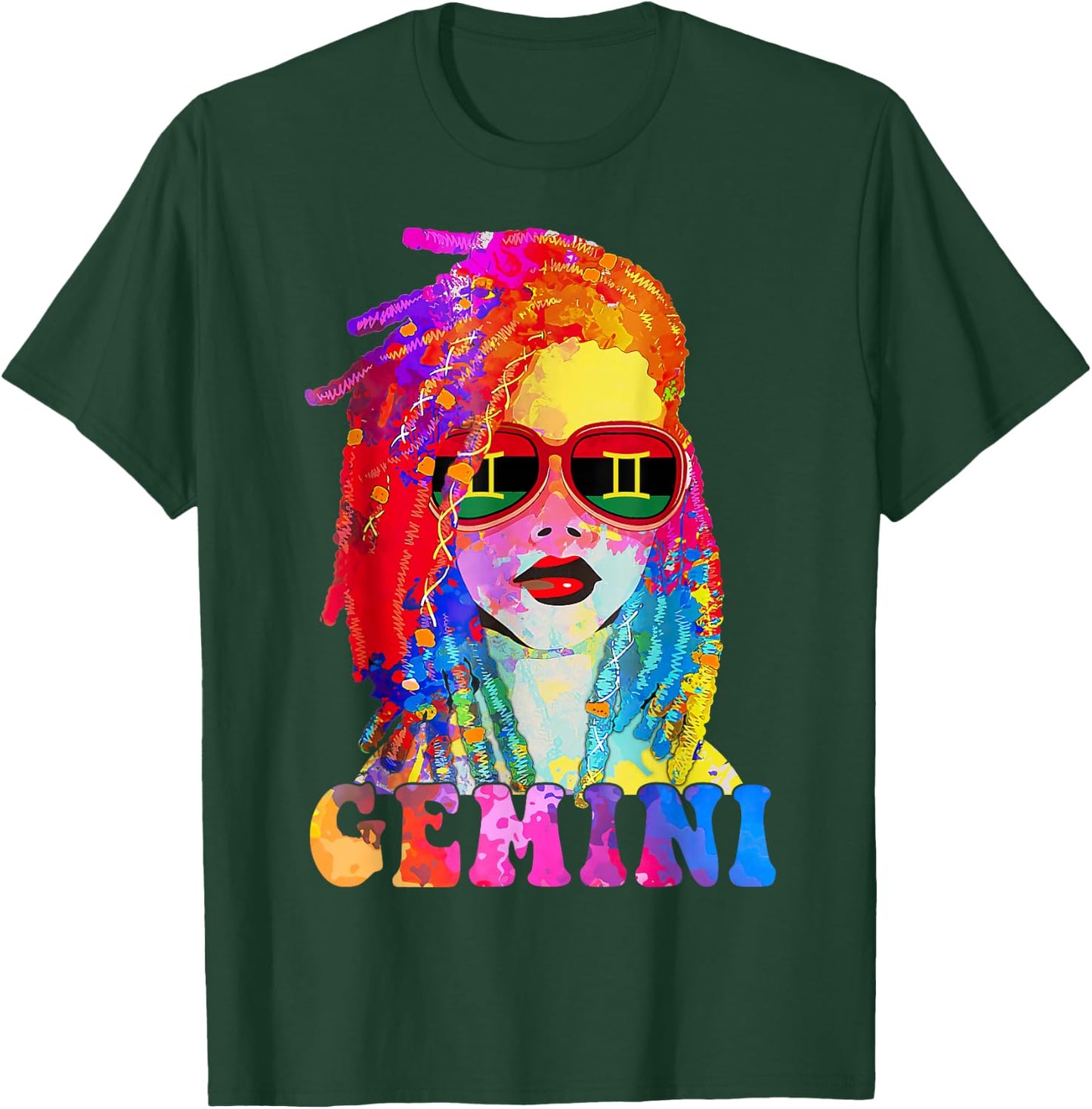 Gemini Loc'd Woman Black Queen Art Zodiac Birthday T-Shirt - T-Shirt | Forest