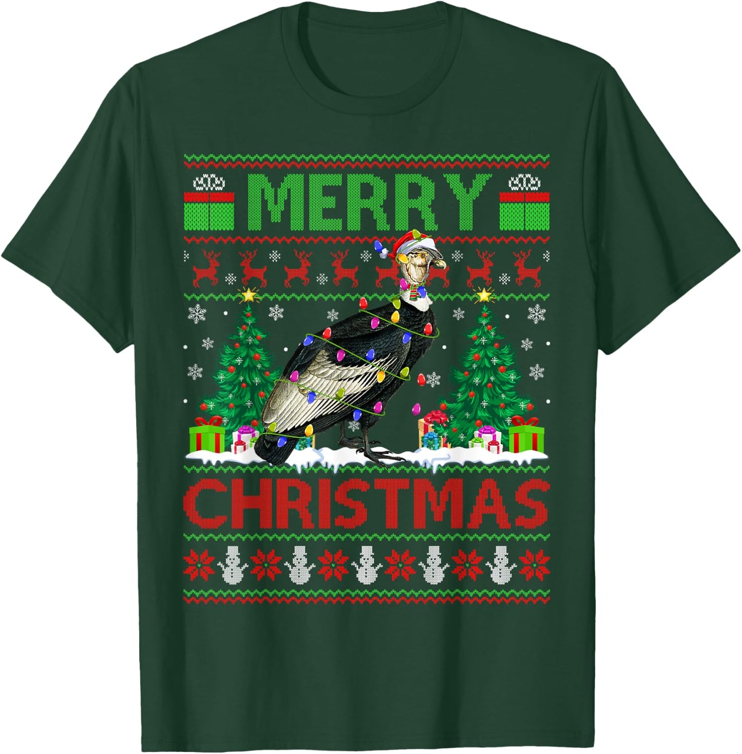 Condor Bird Lover Xmas Tree Ugly Santa Condor Christmas T-Shirt - T-Shirt | Forest