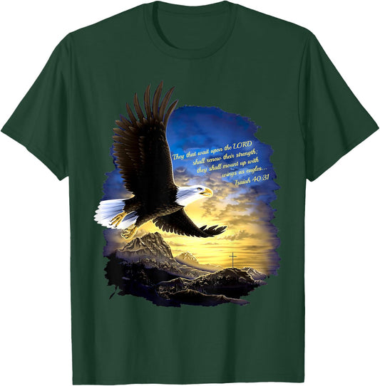 Isaiah 40:31 Mount Up Wings as Eagles Christian Bible Verse T-Shirt - T-Shirt | Forest