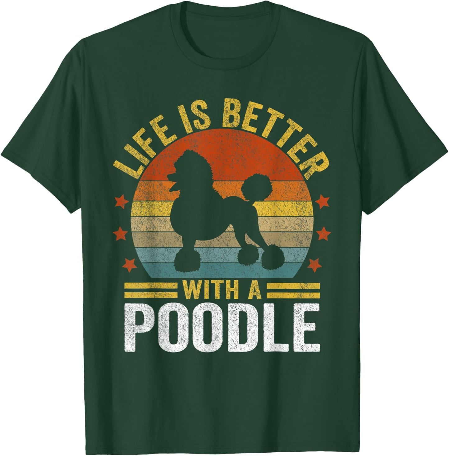 Life Is Better With A Poodle Mom Poodle Dad Retro Poodle Dog Women Kids T-Shirt - T-Shirt | Forest