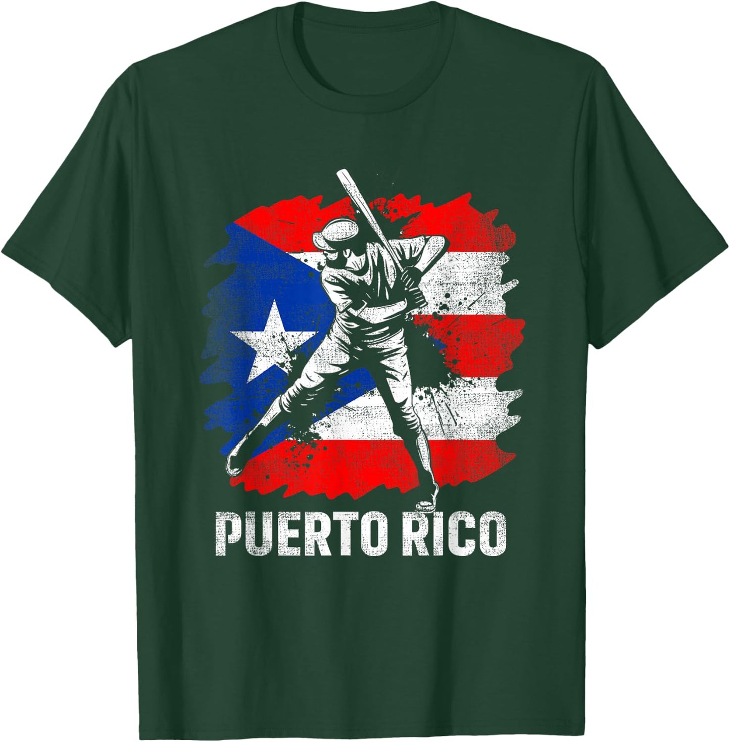 Puerto Rican Baseball Player Puerto Rico Flag Baseball Fans T-Shirt - T-Shirt | Forest