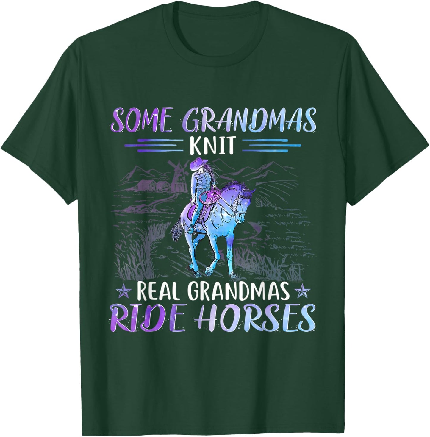 Some Grandmas Knit Real Grandmas Ride Horse T-Shirt - T-Shirt | Forest