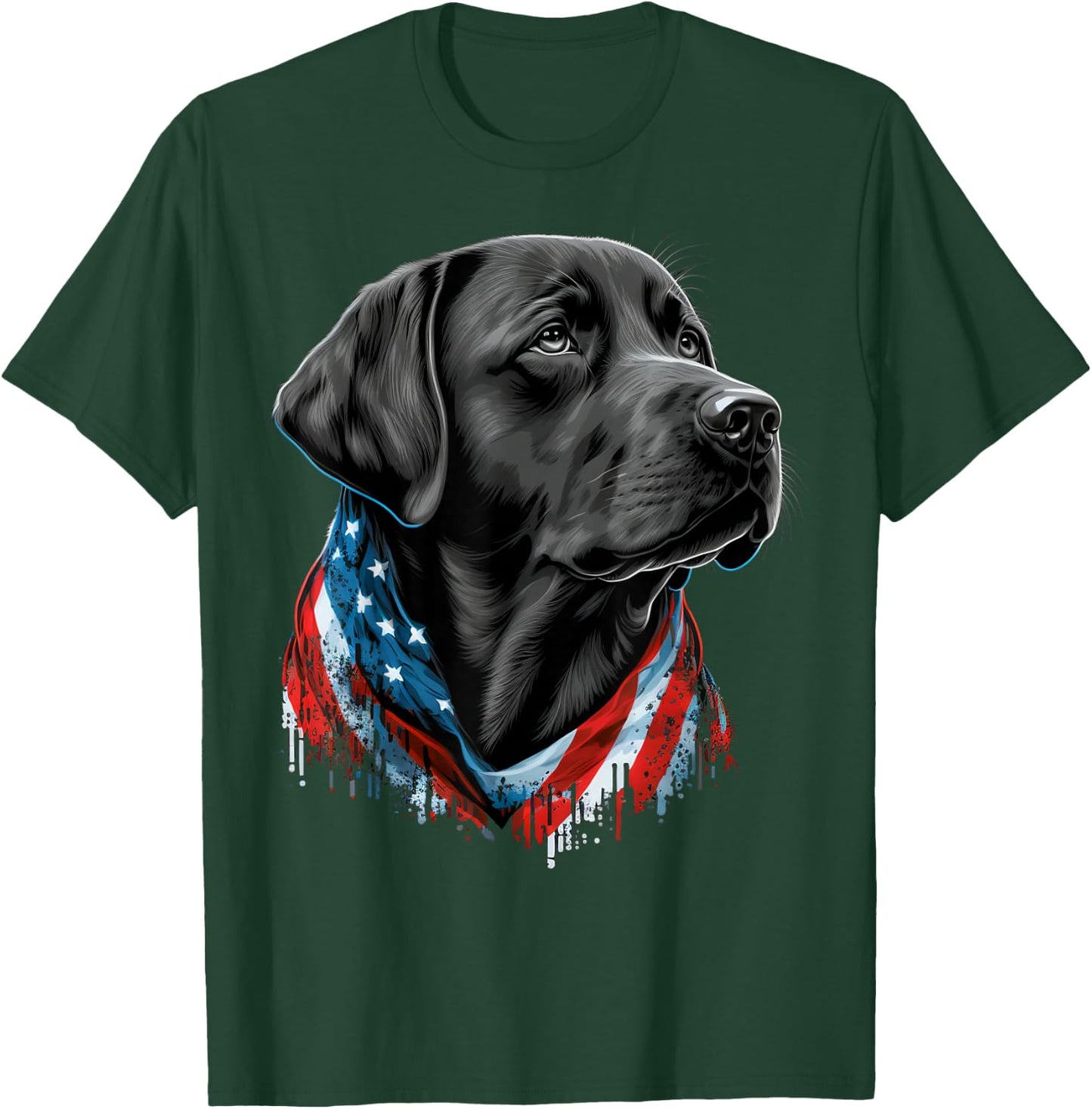 USA 4th of July Black Patriotic American Labrador Retriever T-Shirt - T-Shirt | Forest