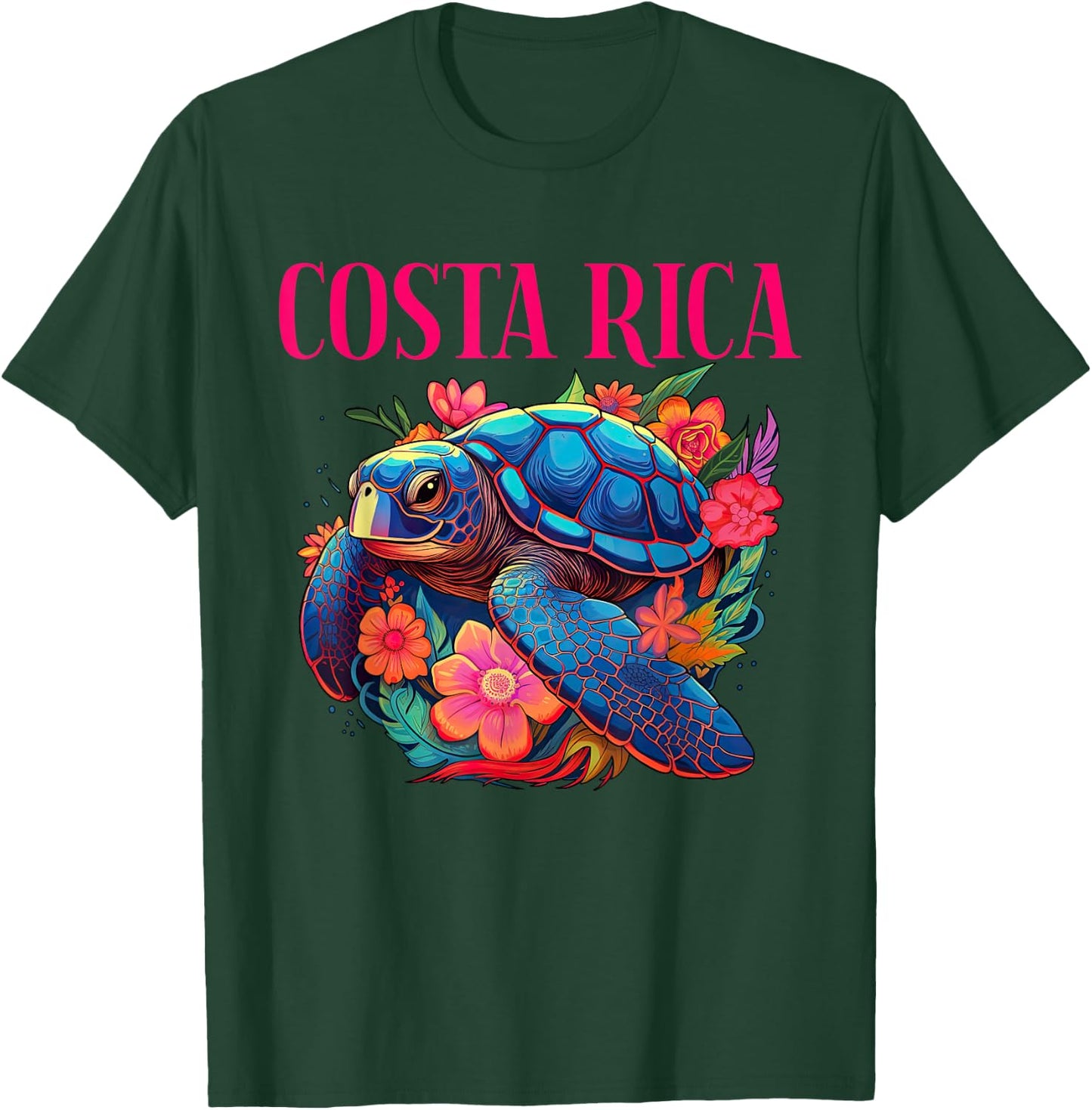 Costa Rica Floral Beach Turtle Souvenir T-Shirt - T-Shirt | Forest