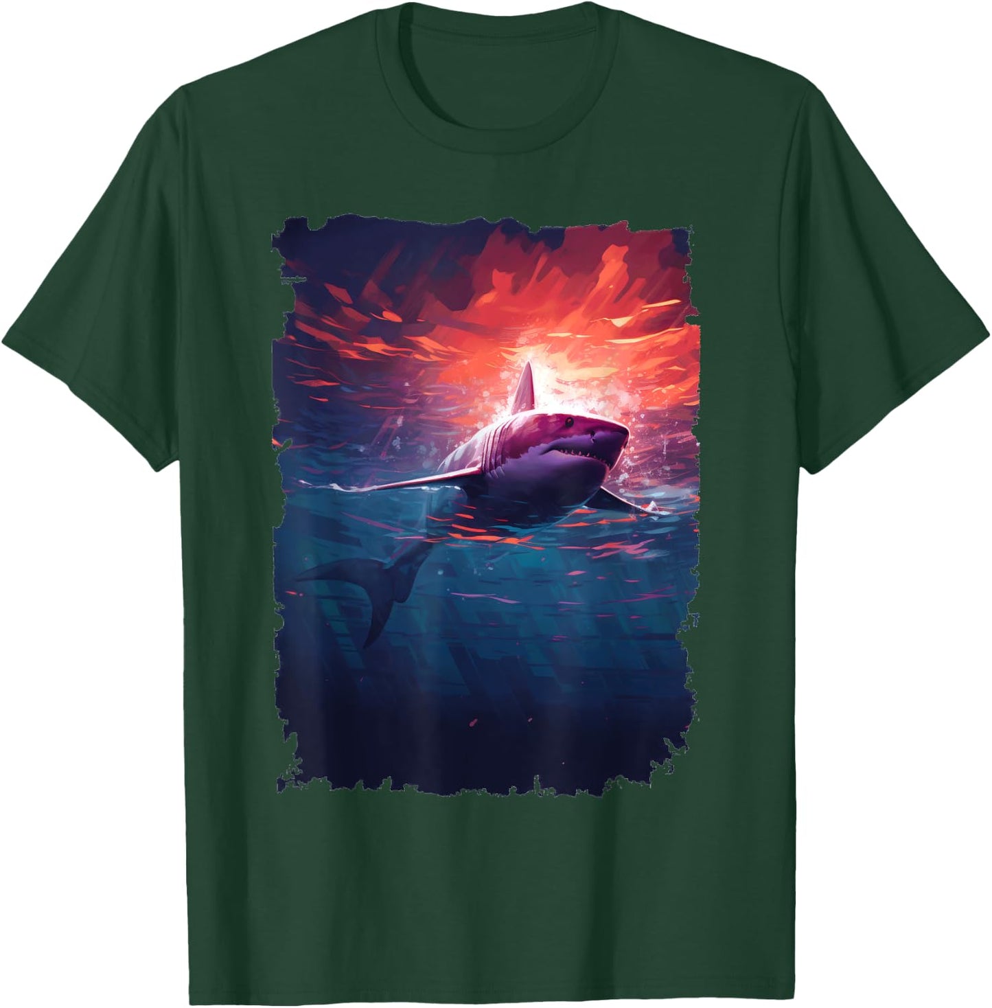 Great White Shark - Surfer Graphic T-Shirt - T-Shirt | Forest