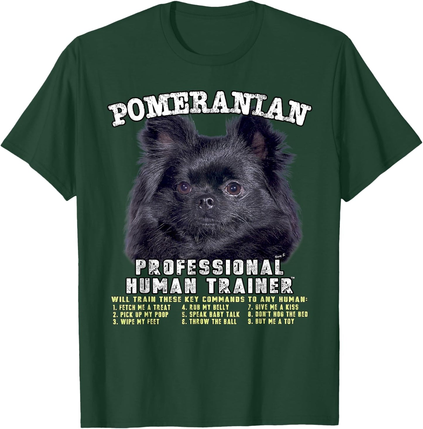 Pomeranian Black Professional Human Trainer T-Shirt - T-Shirt | Forest