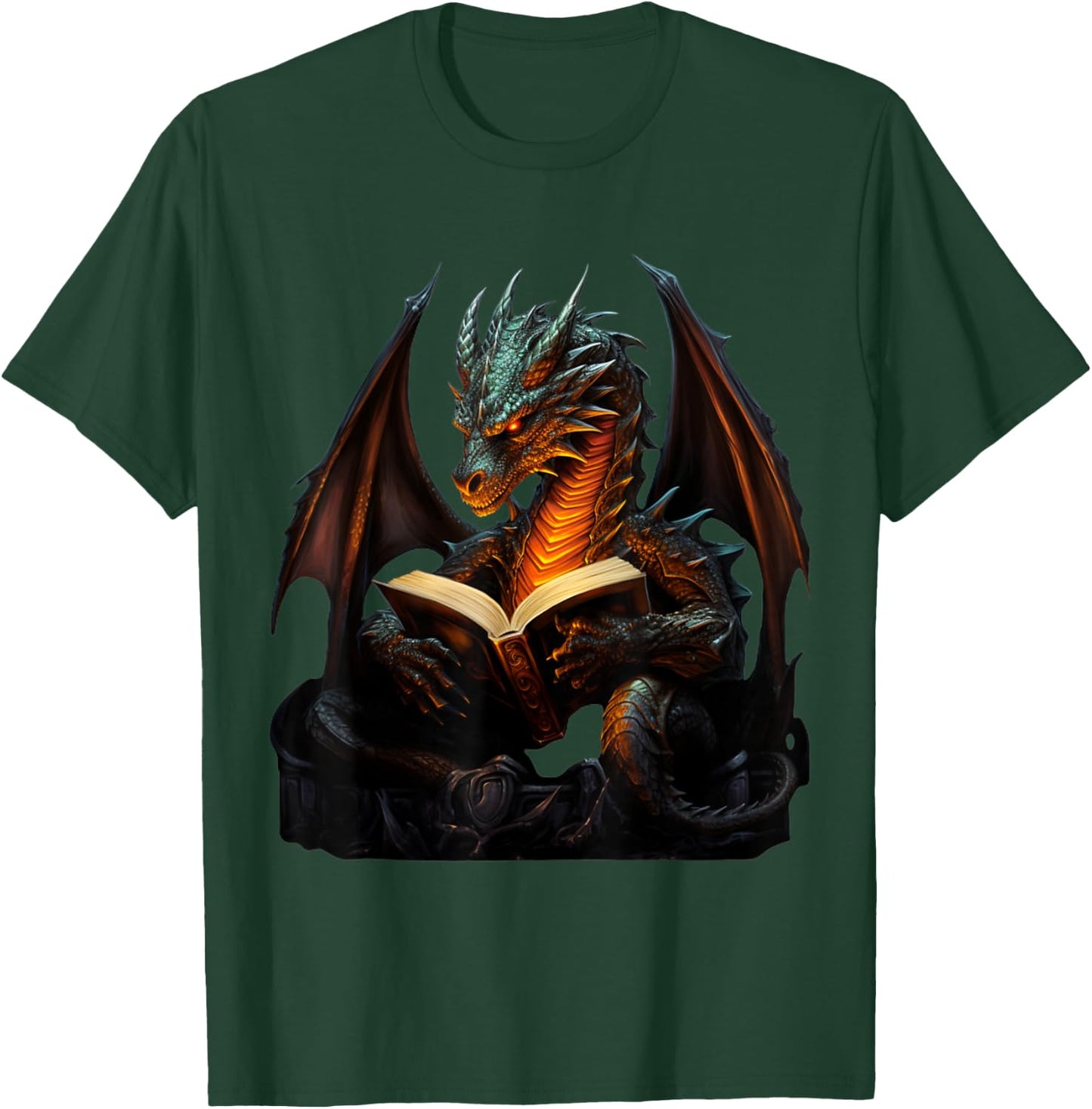 Dragon Reading Book Dragon T-Shirt - T-Shirt | Forest