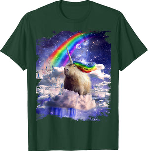 Capybaricorn Capybara Unicorn In Clouds Space Rainbow T-Shirt - T-Shirt | Forest