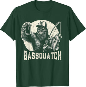 Bassquatch Sasquatch Men's Bass Fishing Bigfoot 80's Vintage T-Shirt - T-Shirt | Forest