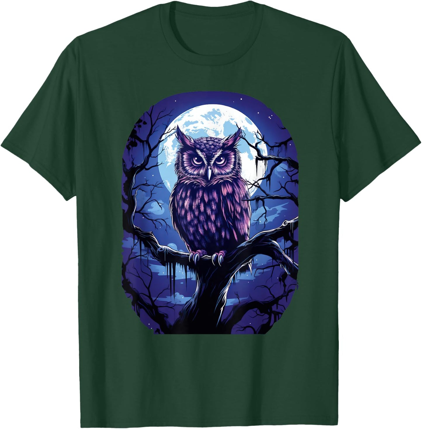 Owl Moon Graphic Women Men Girls Boys T-Shirt - T-Shirt | Forest