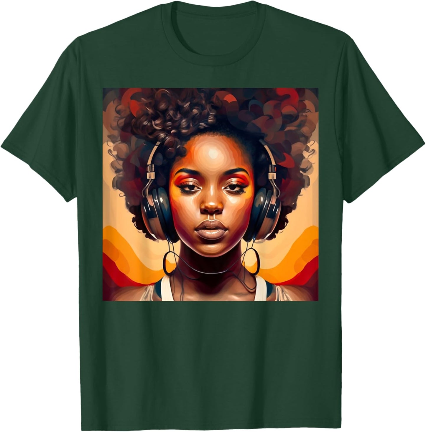 Excessivism Black Woman Listening to Music African American T-Shirt - T-Shirt | Forest