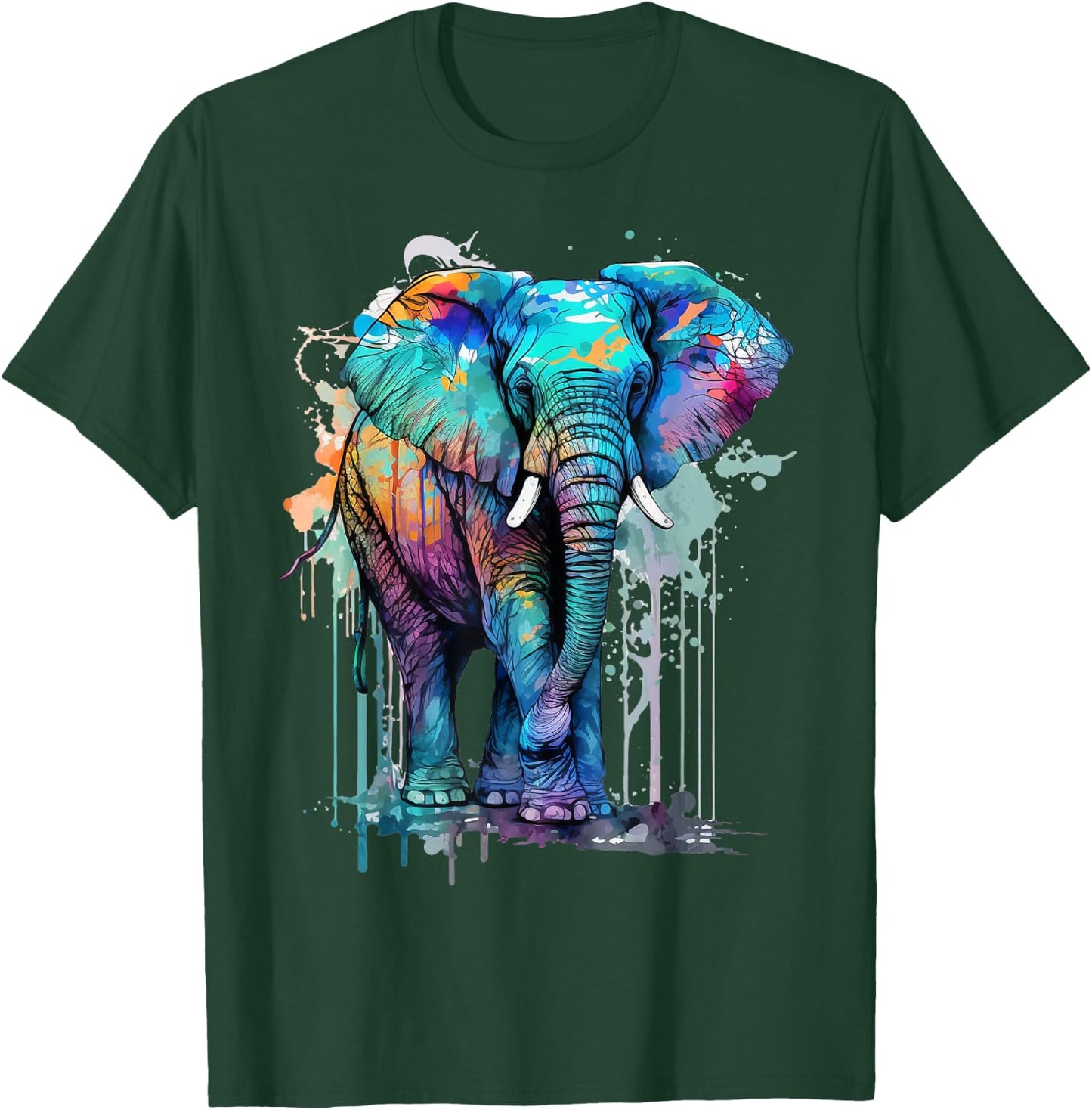Elephant Lover Elephant Kids - Black, Small - -Kids, Modern, Artistic Pop Art Design, Short Sleeve, , Classic Fit, Cotton 60% Polyester 40% T-Shirt - T-Shirt | Forest