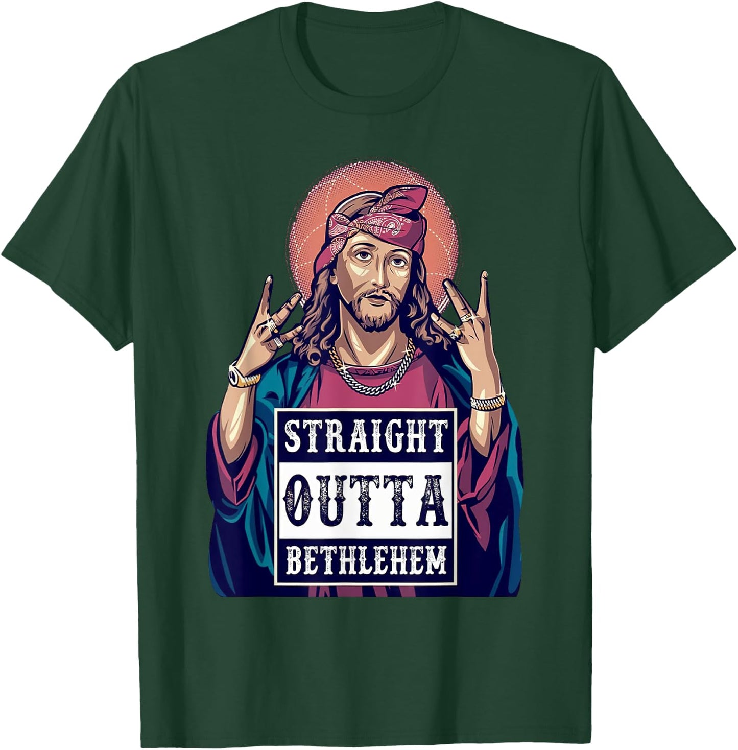 Funny Jesus Funny Christian Straight Outta Bethlehem T-Shirt - T-Shirt | Forest