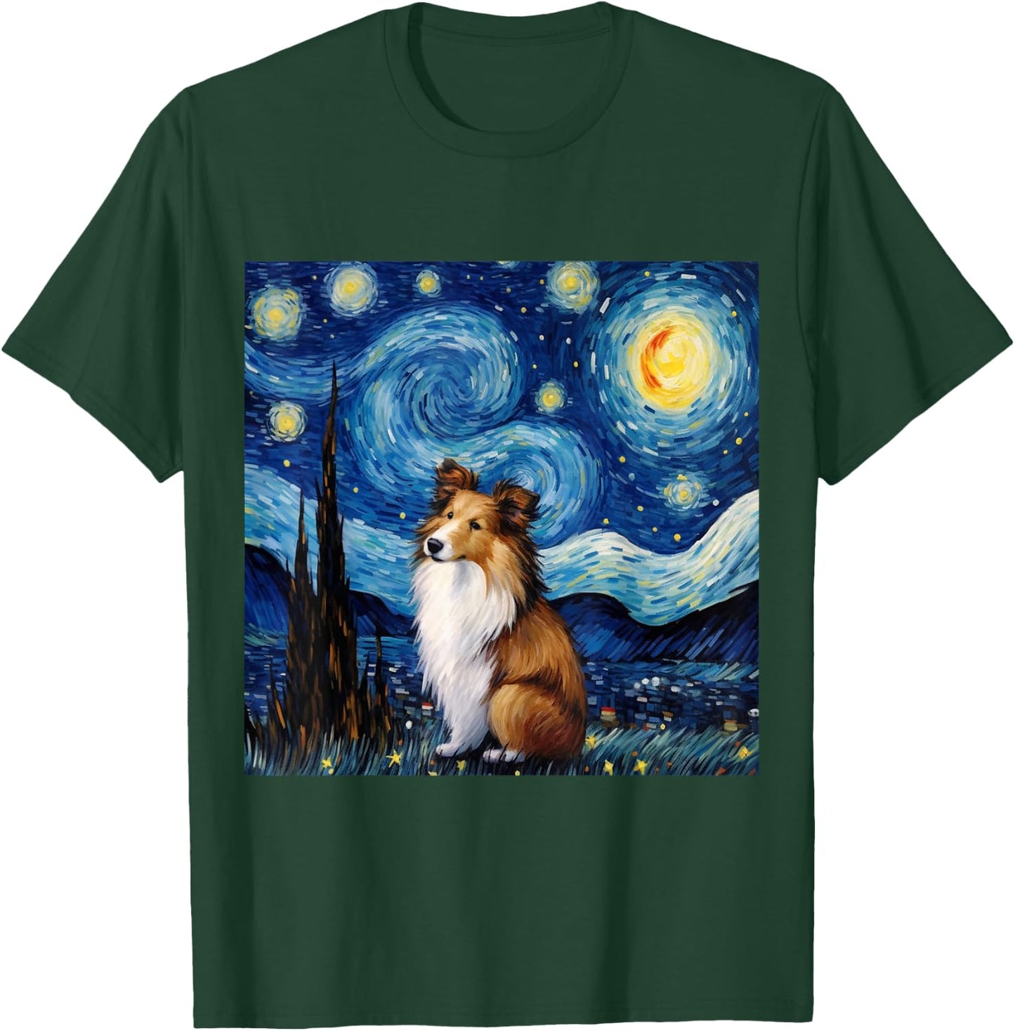 Sheltie Starry Night - Sheltie T-Shirt - T-Shirt | Forest