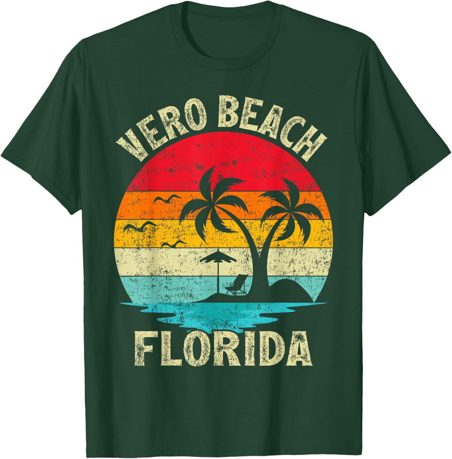 Family Vacation Vintage Retro Florida Vero Beach Women Girls Kids T-Shirt - T-Shirt | Forest