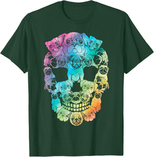 Halloween Pug skull skeleton Pug Dog costume Pug tie dye Women Kids T-Shirt - T-Shirt | Forest