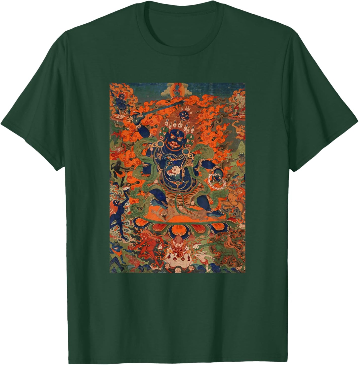 Four Faced Mahakala Tibetan Buddhist Thangka Buddhism T-Shirt - T-Shirt | Forest