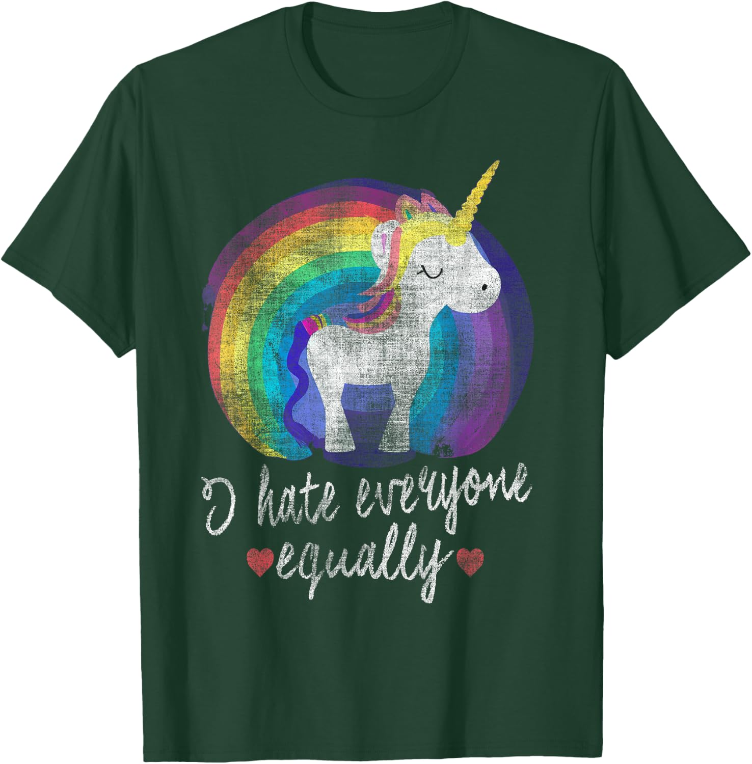 I Hate Everyone Equally Rainbow Unicorn T-Shirt - T-Shirt | Forest