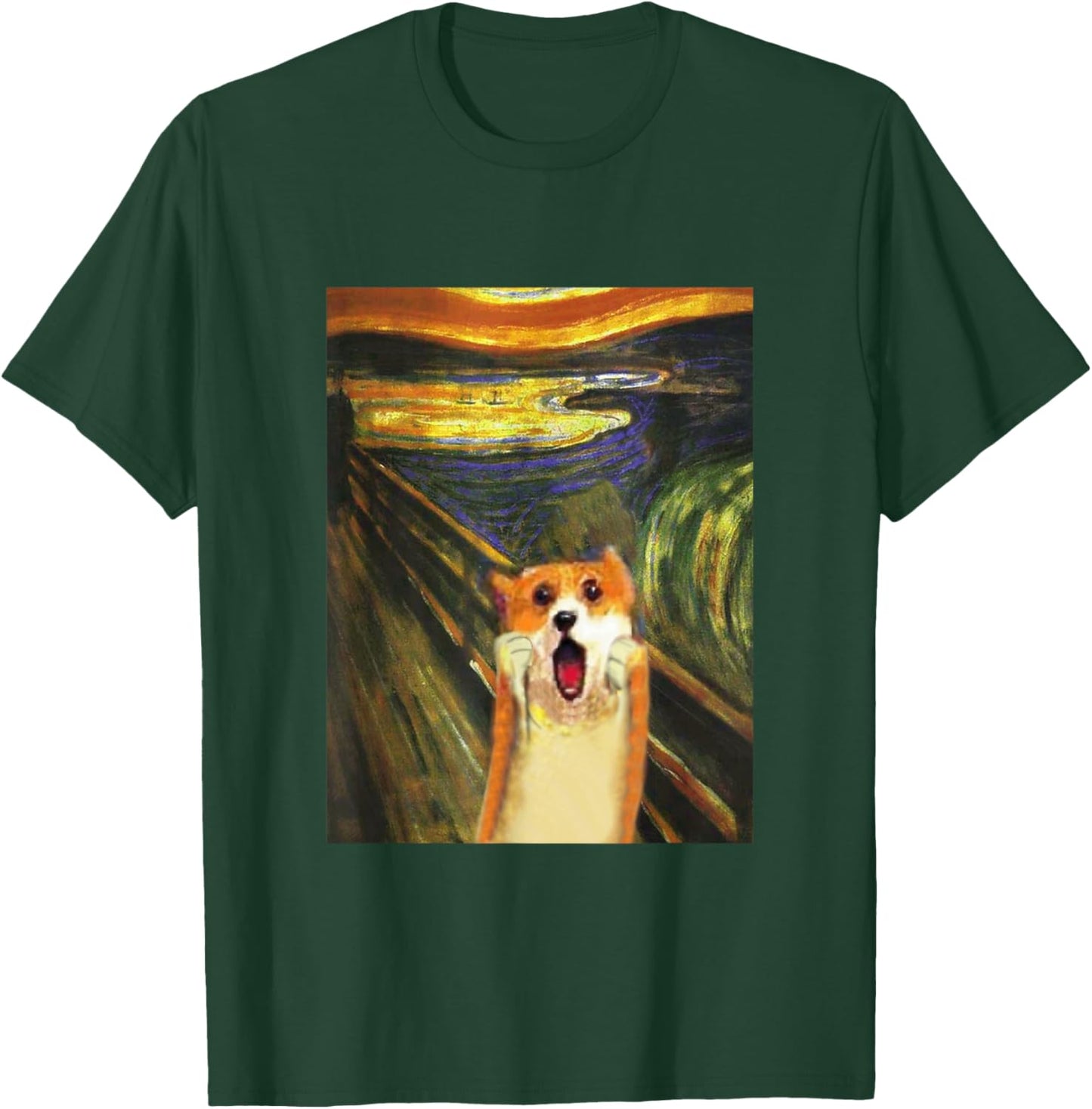 Corgi Funny , Dog, Screaming Munch, Cute, Men's, Children, Funny, Clothes, Goods, Gift, Puppy T-Shirt - T-Shirt | Forest