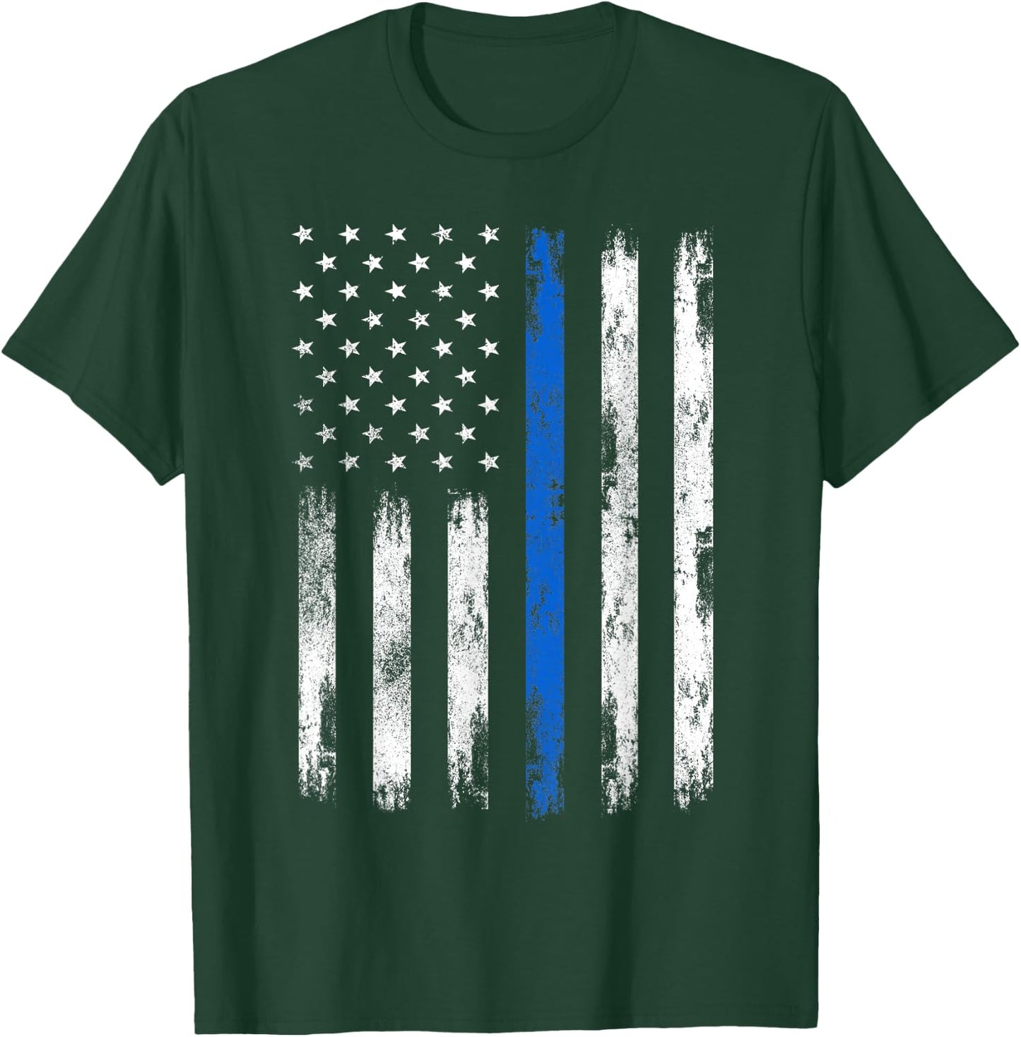 USA Flag Police Support Patriotic Law Enforcement Officer T-Shirt - T-Shirt | Forest