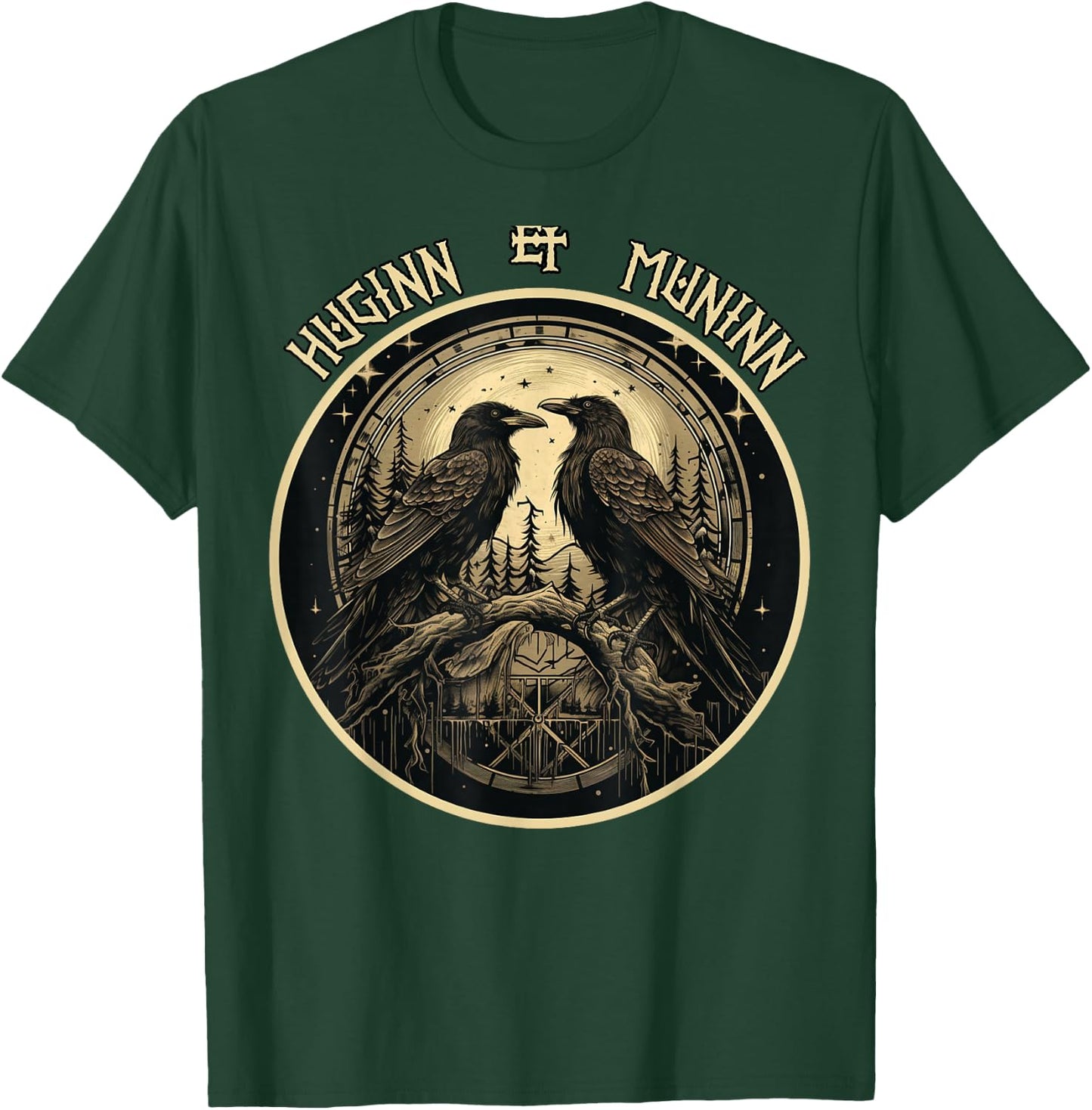 Odin Ravens Huginn and Muninn Odin's Ravens Viking Valhalla T-Shirt - T-Shirt | Forest