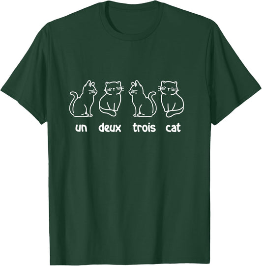 Un Deux Trois Cat - French Cat Lover Kitty Owner T-Shirt - T-Shirt | Forest