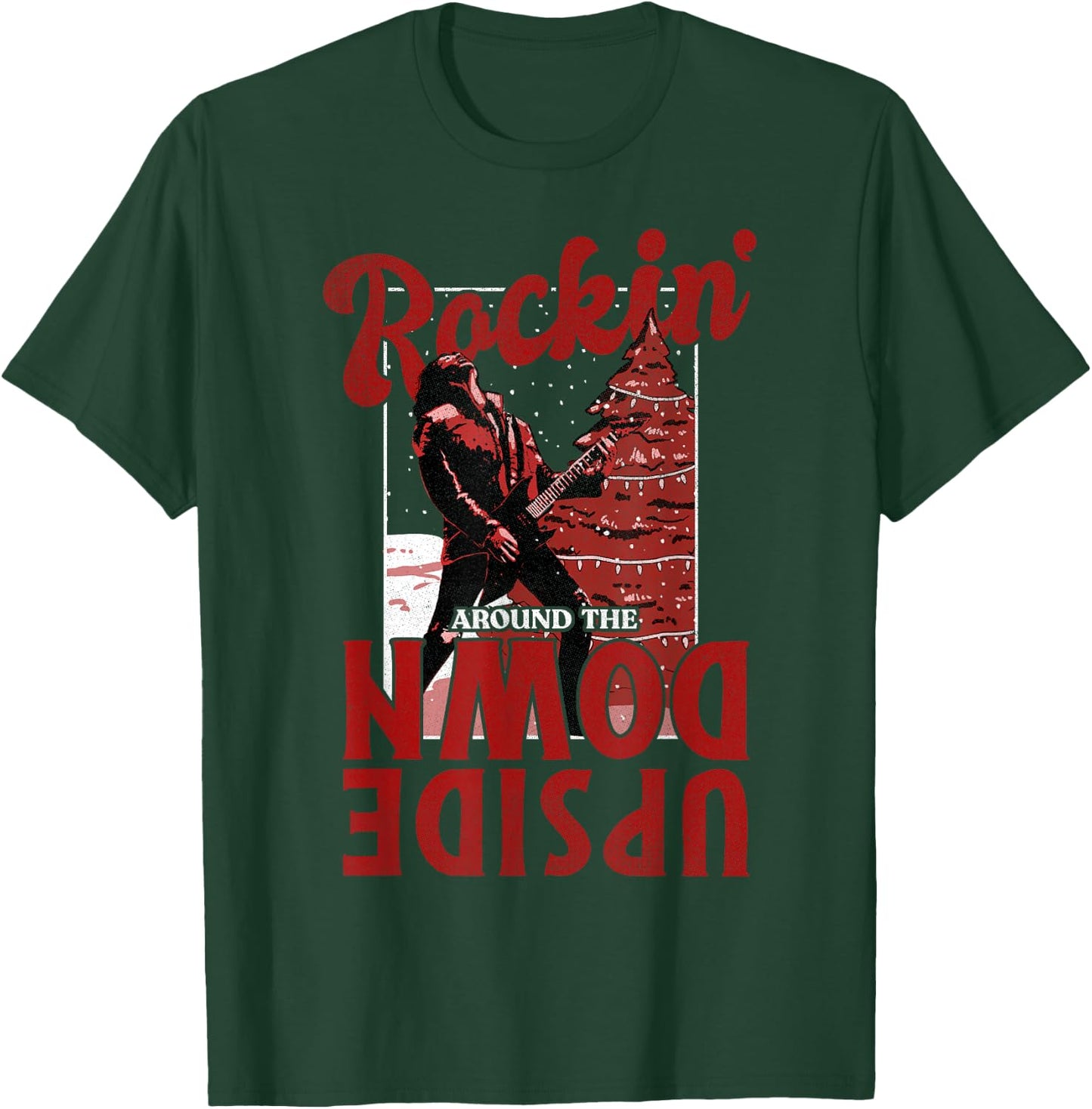 Stranger Things Christmas Eddie Munson Rockin' Upside Down T-Shirt - T-Shirt | Forest