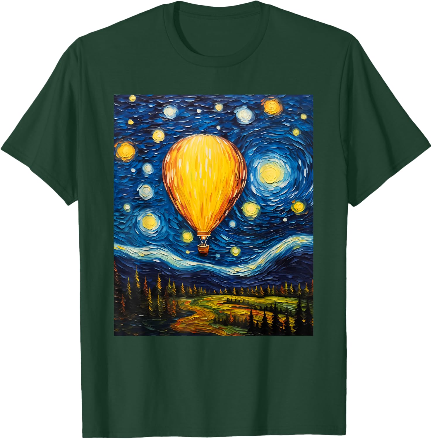 Surrealism Starry Night Hot Air Balloon T-Shirt - T-Shirt | Forest
