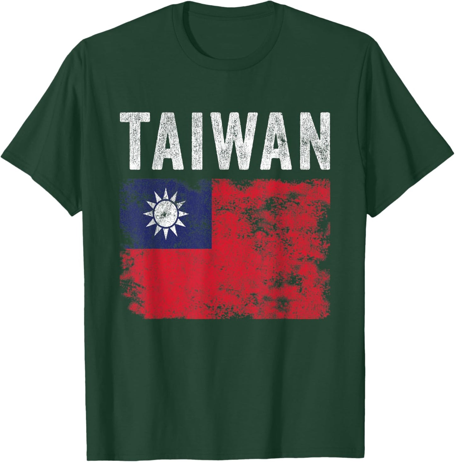 Taiwan Flag Distressed - Men Women Kids - Taiwanese Flag T-Shirt - T-Shirt | Forest