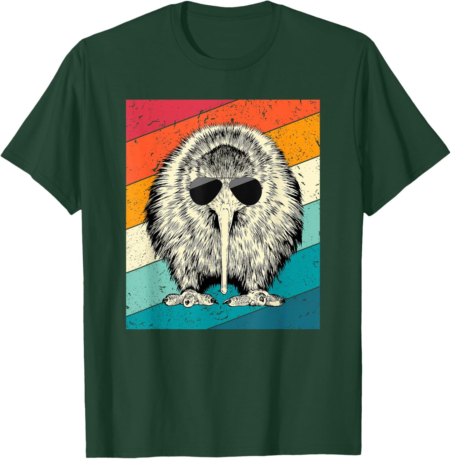 Retro Vintage Kiwi Bird with Sunglasses Animal Lovers T-Shirt - T-Shirt | Forest