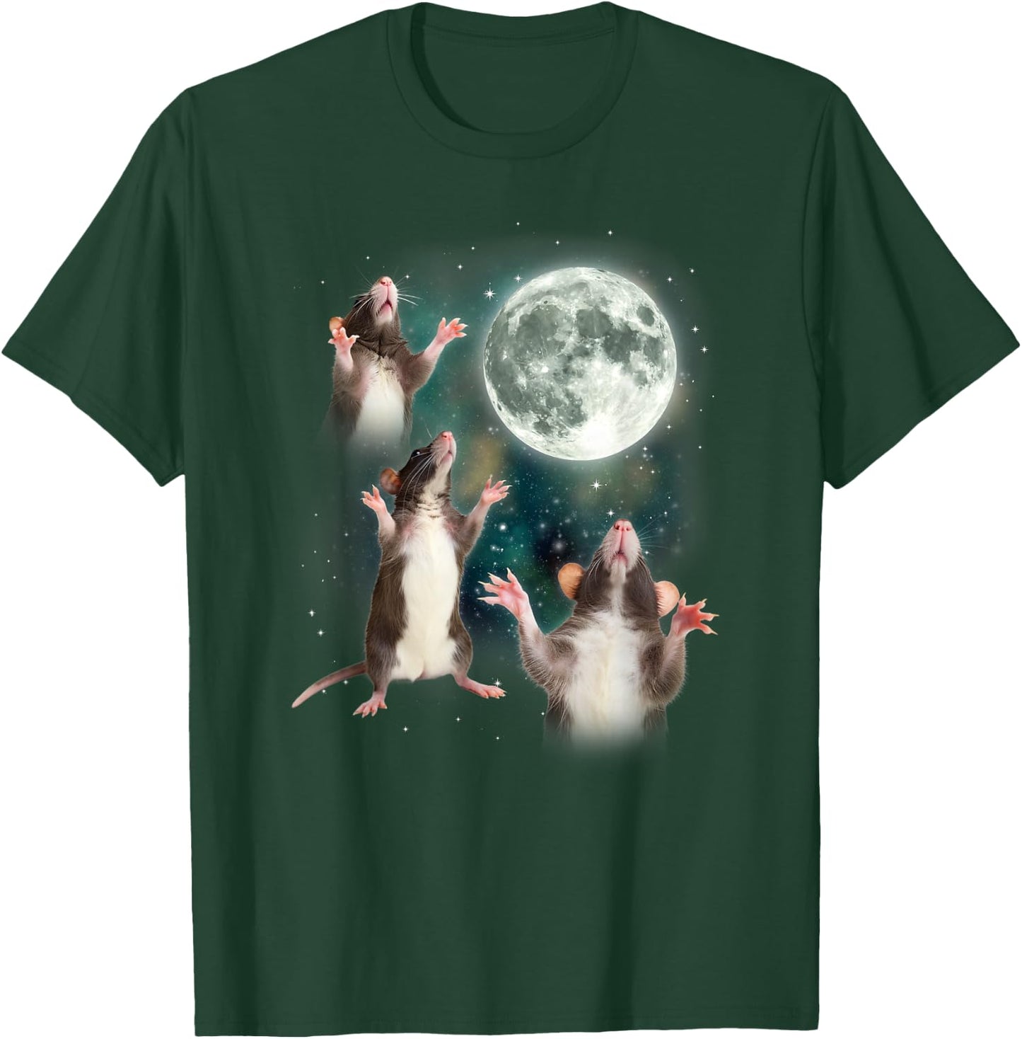 Three Rat Moon | 3 Rats with Dead Moon Oddly Specific Cursed T-Shirt - T-Shirt | Forest