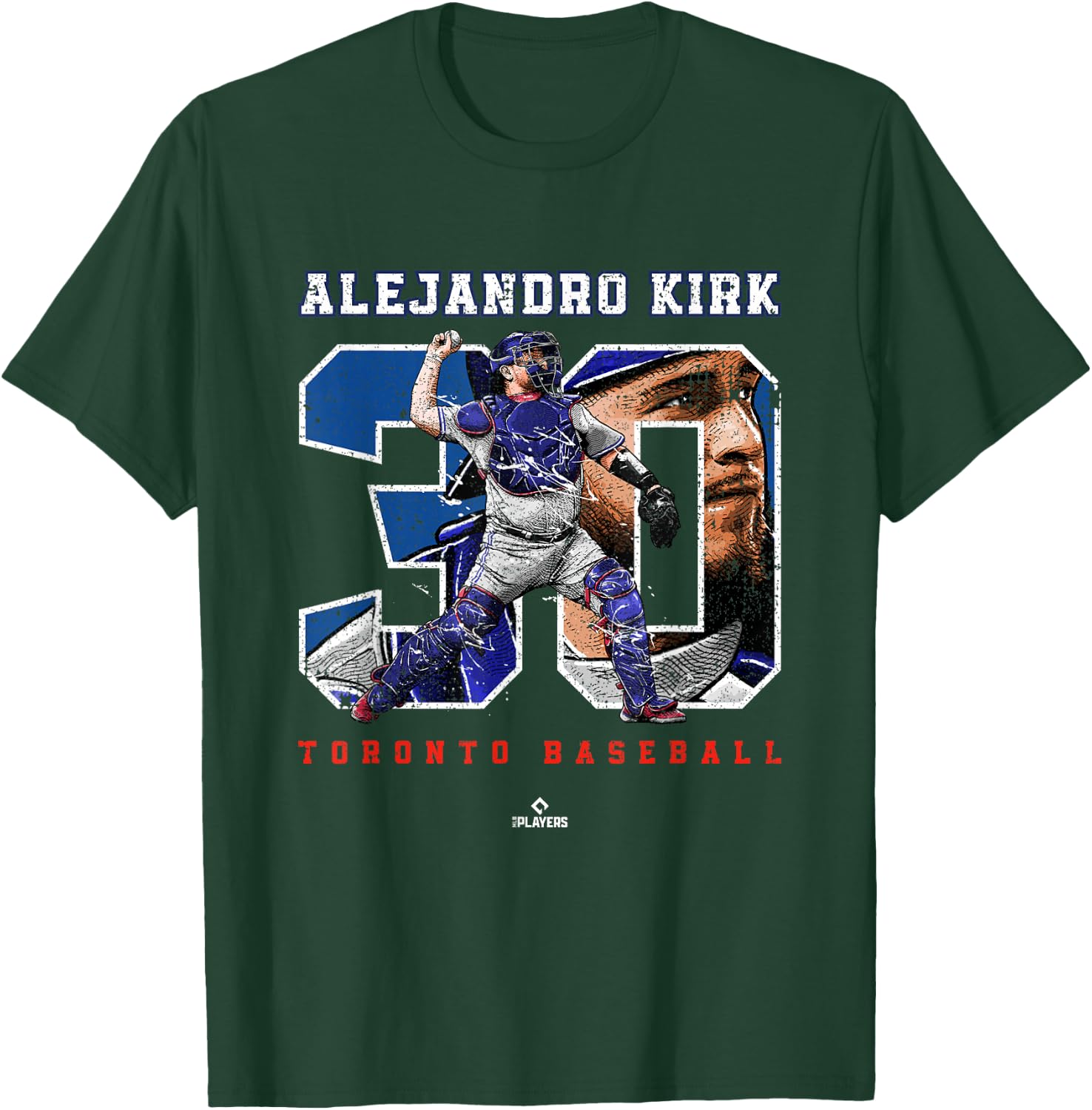 Number and Portrait Alejandro Kirk Toronto MLBPA T-Shirt - T-Shirt | Forest