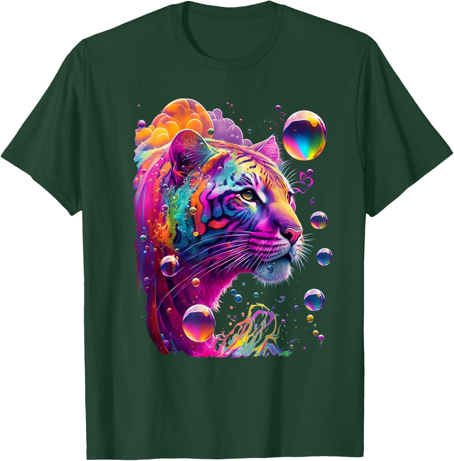 Colorful Rainbow Tiger Graphic T-Shirt - T-Shirt | Forest