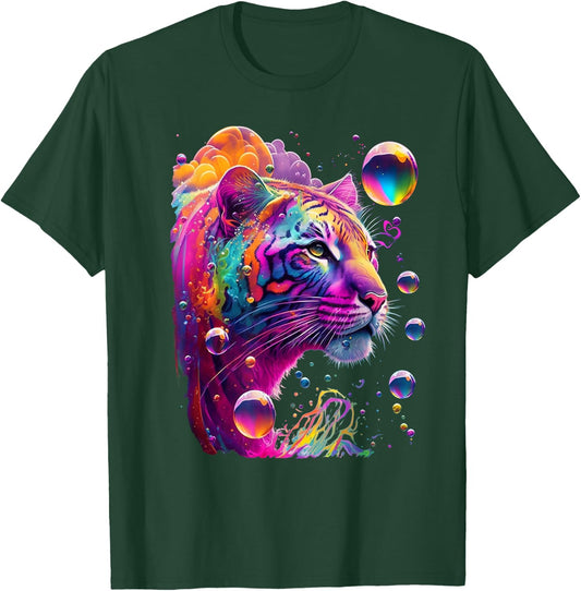 Colorful Rainbow Tiger Graphic T-Shirt - T-Shirt | Forest