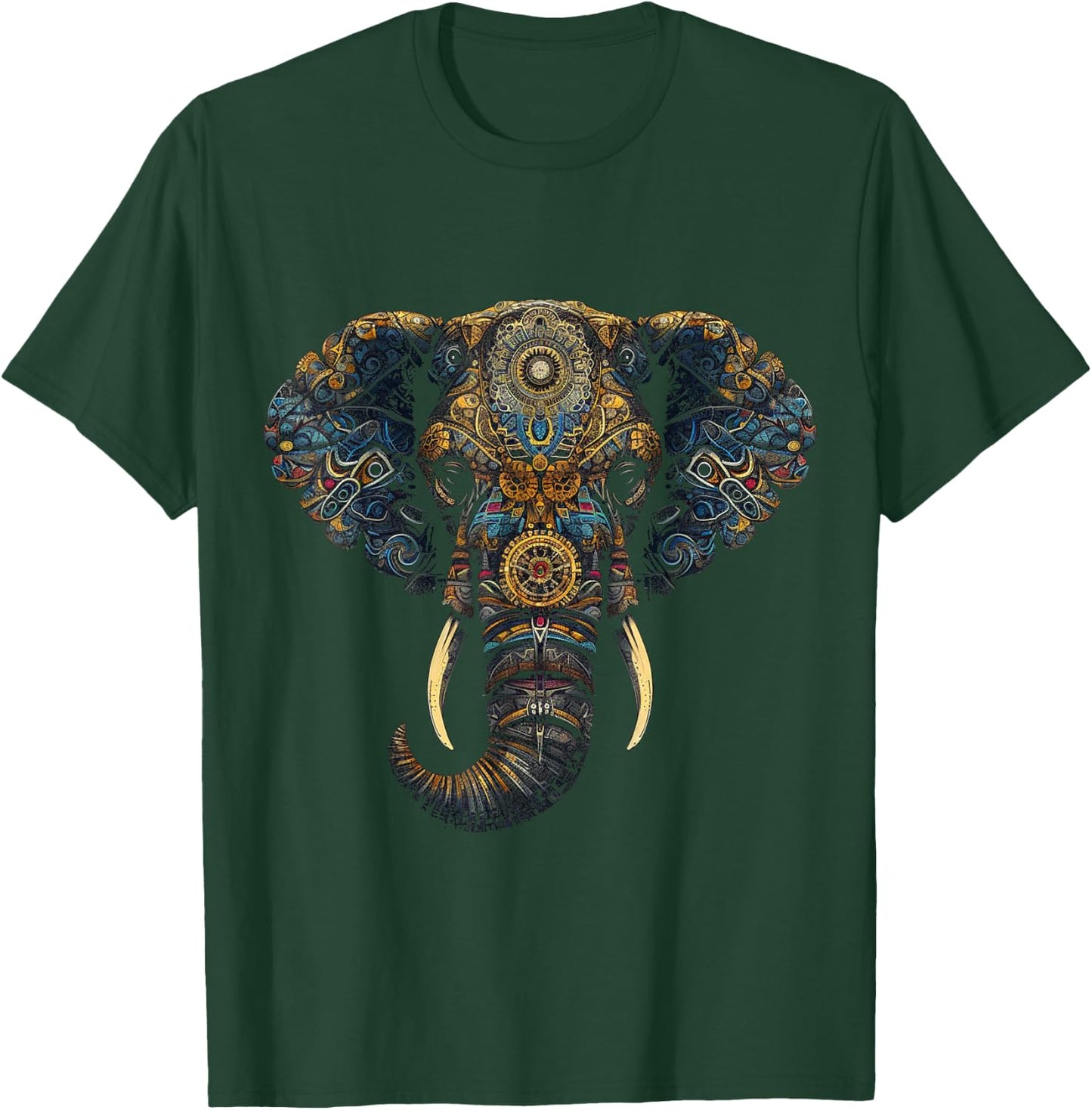Elephant Mandala Artwork - Zoo Animal Elephant T-Shirt - T-Shirt | Forest