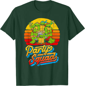 Party Squad! TMNT Vintage 80s Pizza Friends Distressed T-Shirt - T-Shirt | Forest