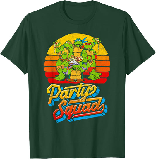 Party Squad! TMNT Vintage 80s Pizza Friends Distressed T-Shirt - T-Shirt | Forest