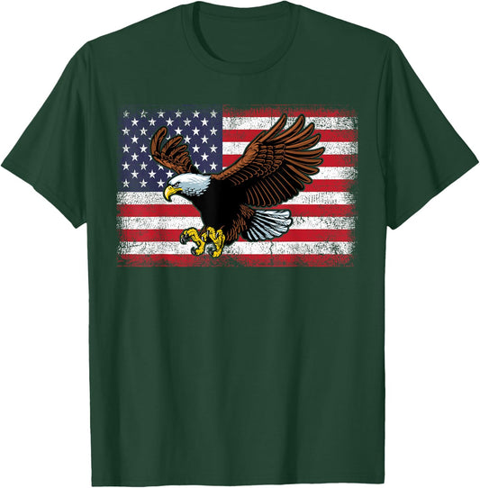 Bald Eagle Shirts, Patriotic American Flag Christmas T-Shirt - T-Shirt | Forest