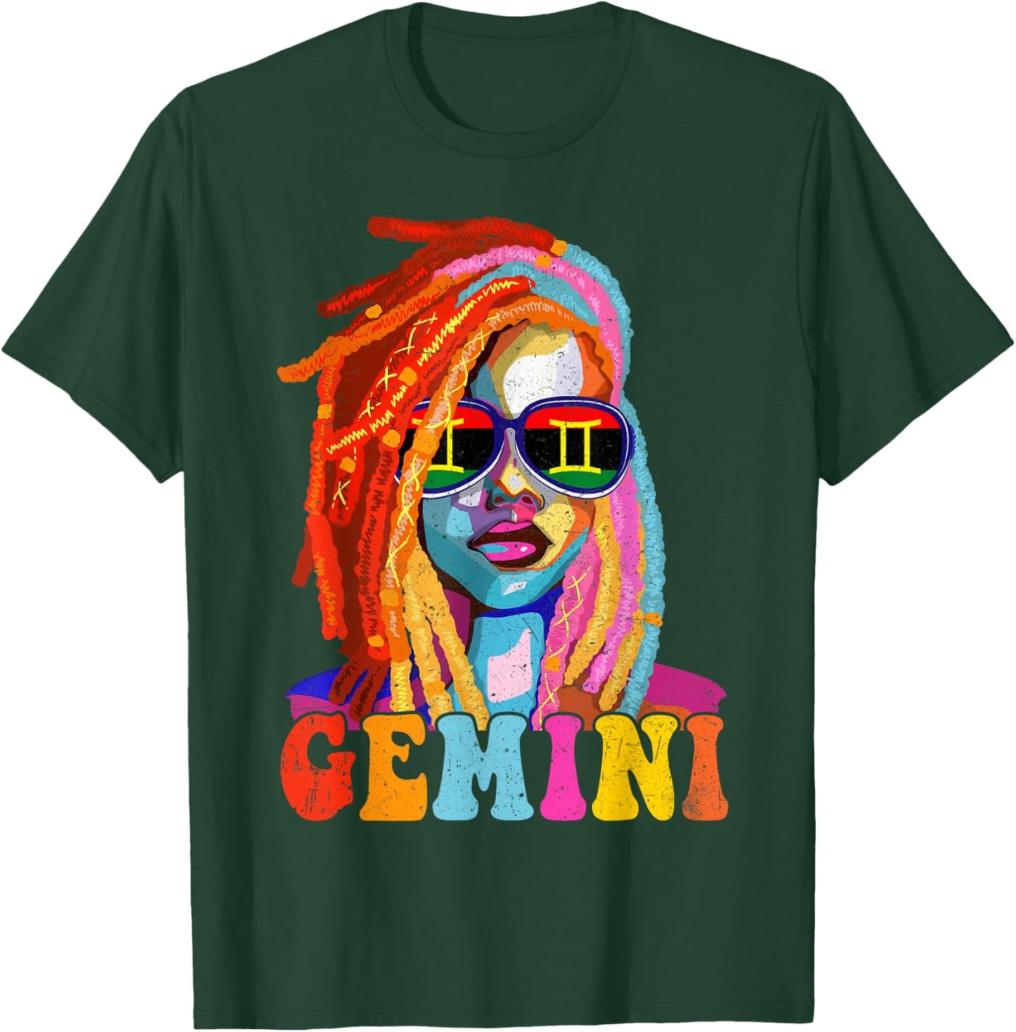 Gemini Queen African American Loc'd Women Zodiac Sign T-Shirt - T-Shirt | Forest